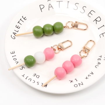 キーホルダー 三色団子 食品サンプルキーホルダー ミニチュアフードストラップ U字型ナスカン付き 約1.8×11cm