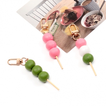 キーホルダー 三色団子 食品サンプルキーホルダー ミニチュアフードストラップ U字型ナスカン付き 約1.8×11cm