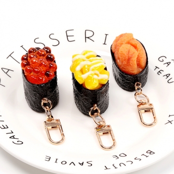 キーホルダー コーン軍艦 食品サンプルキーホルダー ミニチュアフードストラップ U字型ナスカン付き 2.5×8cm