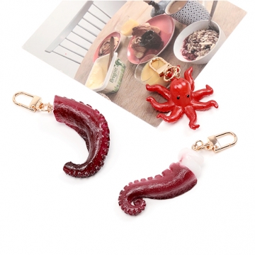 キーホルダー タコ 食品サンプルキーホルダー ミニチュアフードストラップ U字型ナスカン付き 約4.5×7.5cm