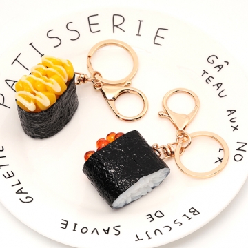 食品サンプルキーホルダー コーンマヨ イクラ 軍艦 寿司 食べ物 ミニチュア 全3種（1ヶ）