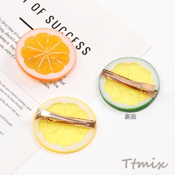 ヘアクリップ 食品サンプルヘアクリップ レモン ミニチュアフード前髪クリップ  約6cm