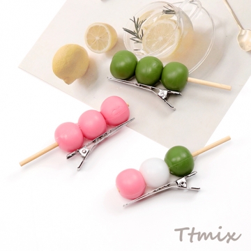 ヘアクリップ 食品サンプルヘアクリップ 三色団子 ミニチュアフード前髪クリップ  約1.7×7cm