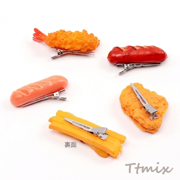 ヘアクリップ 食品サンプルヘアクリップ エビフライ ミニチュアフード前髪クリップ