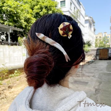食品サンプルヘアクリップ 焼き芋 くるみ タコ焼き ししゃも コスプレ ユニーク髪飾り 約2.3×3.8cm（1ヶ）