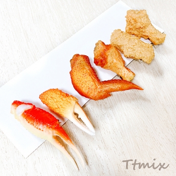 食品サンプルヘアクリップ カニ爪 フライドチキン 手羽先 ドラム コスプレ ユニークな髪飾り 約3.1×9.4cm（1ヶ）