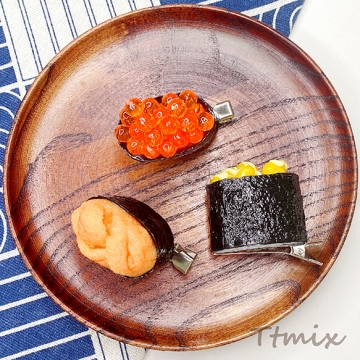 食品サンプルヘアクリップ お寿司 軍艦巻き いくら コーンマヨ うに ユニーク髪飾り コスプレ 約3.5×3.9cm（1ヶ）