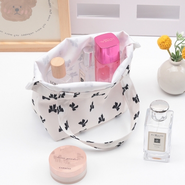 トートバッグ リボン柄 手さげ ミニトート サブバッグ マチあり シンプル キャンバス かばん 約9×18×24cm（1ヶ）