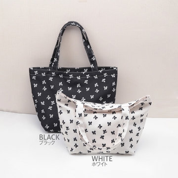 トートバッグ A4・B4サイズも入る 大きめかばん リボン柄 手さげカバン マチあり 約15×27×40cm（1ヶ）