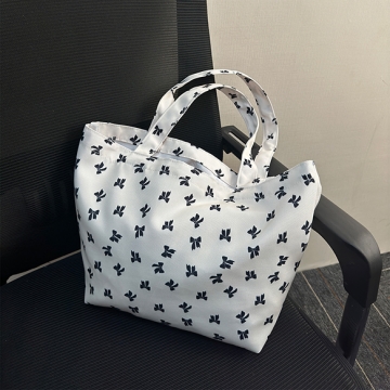 トートバッグ A4・B4サイズも入る 大きめかばん リボン柄 手さげカバン マチあり 約15×27×40cm（1ヶ）