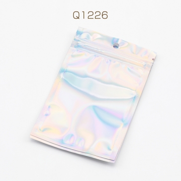 OPP袋 穴あき チャック付き オーロラカラー 片面クリア ギフト用 ラッピング袋 梱包資材 約8×13cm（20枚）