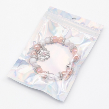 OPP袋 穴あき チャック付き オーロラカラー 片面クリア ギフト用 ラッピング袋 梱包資材 約8×13cm（20枚）