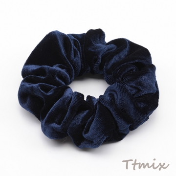 シュシュ ベルベット ネイビー 無地 おしゃれ  髪留め 髪飾り ヘアゴム ※訳ありサービス品 返品不可（1ヶ）