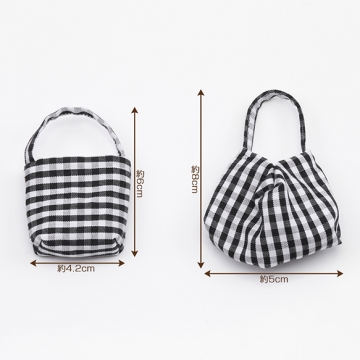 ドール用バッグ チェック柄 モールド―ル 人形用 推し活 ミニチュア 手さげ かばん ショルダーバッグ 全6種（1ヶ）