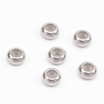 ステンレス製スライドボール ストッパービーズ 1穴 シリコン入り 14KGPゴールドメッキ 約6mm（2ヶ）