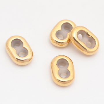 ステンレス製スライドボール ストッパービーズ 2穴 シリコン入り 14KGPゴールドメッキ 約8.5×12mm（1ヶ）