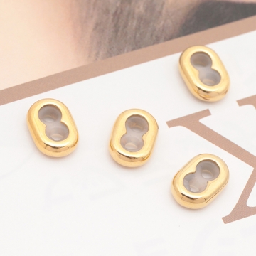 ステンレス製スライドボール ストッパービーズ 2穴 シリコン入り 14KGPゴールドメッキ 約8.5×12mm（1ヶ）