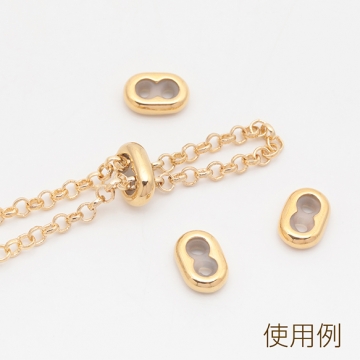 ステンレス製スライドボール ストッパービーズ 2穴 シリコン入り 14KGPゴールドメッキ 約8.5×12mm（1ヶ）