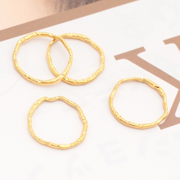 ステンレス製メタルフレームパーツ 不規則ラウンド型 リングパーツ メタルパーツ 14KGP 約14.5mm（1ヶ）