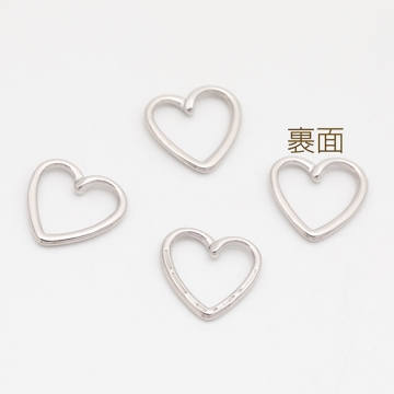 ステンレス製メタルフレームパーツ ハート シルバーカラー リングパーツ メタルパーツ 約12×12.5mm（1ヶ）