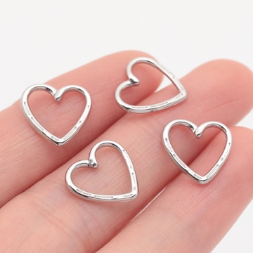 ステンレス製メタルフレームパーツ ハート シルバーカラー リングパーツ メタルパーツ 約12×12.5mm（1ヶ）