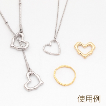 ステンレス製メタルフレームパーツ ハート シルバーカラー リングパーツ メタルパーツ 約12×12.5mm（1ヶ）