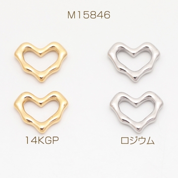 ステンレス製メタルフレームパーツ ハート リングパーツ メタルパーツ 14KGPゴールドメッキ 約13×15mm（1ヶ）