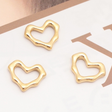 ステンレス製メタルフレームパーツ ハート リングパーツ メタルパーツ 14KGPゴールドメッキ 約13×15mm（1ヶ）