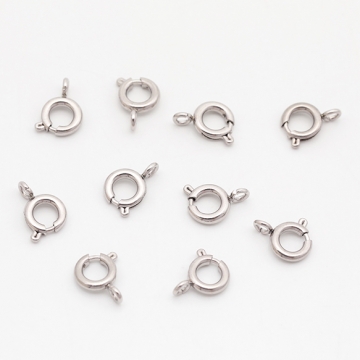 ステンレス製引き輪 スプリングクラスプ ブレスレットやネックレスの制作におすすめ シルバーカラー 接続金具 約5mm（2ヶ）