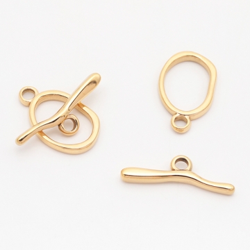 ステンレス製マンテル 不規則オーバル型 接続金具 14KGPゴールドメッキ 約15×25mm＆約29mm（1セット）