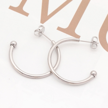 ステンレス製ピアス金具 C字 横向き カン無し シルバーカラー 約2×28mm（2ヶ）