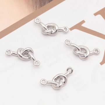 コネクターパーツ 結び目 2カン付き 銅製 接続金具 連結パーツ コネクターチャーム 約8×17mm（3ヶ）