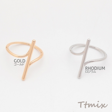 デザインリング ツイスト スティック メタルリング ゴールド/ロジウムカラー 13号内径約17mm(幅約23mm)（1ヶ）
