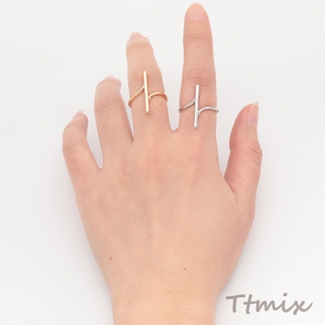 デザインリング ツイスト スティック メタルリング ゴールド/ロジウムカラー 13号内径約17mm(幅約23mm)（1ヶ）