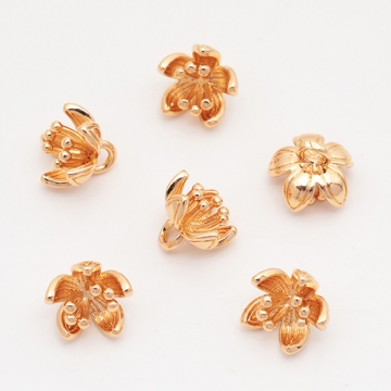 メタルフラワーチャーム 五弁花 お花 ミニフラワー フラワーチャーム メタルチャーム 約7×8mm（4ヶ）
