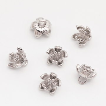 メタルフラワーチャーム 五弁花 お花 ミニフラワー フラワーチャーム メタルチャーム 約7×8mm（4ヶ）