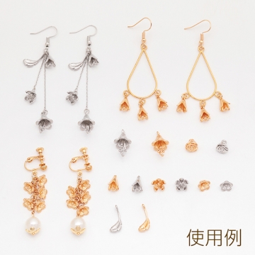 メタルフラワーチャーム 五弁花 お花 ミニフラワー フラワーチャーム メタルチャーム 約7×8mm（4ヶ）