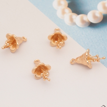 メタルフラワーチャーム 立体 お花 ミニフラワー フラワーチャーム メタルチャーム 約11×19mm（4ヶ）