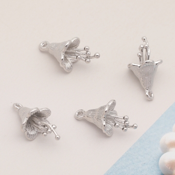 メタルフラワーチャーム 立体 お花 ミニフラワー フラワーチャーム メタルチャーム 約11×19mm（4ヶ）