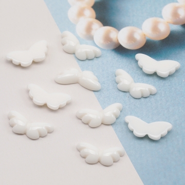 樹脂貼付けパーツ ミニサイズ 天使の羽 カボション デコパーツ 貼り付けパーツ 約6×14mm（15ヶ）