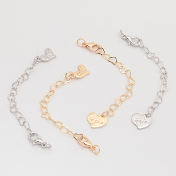 チャーム付きアジャスター ハートチャーム ハートチェーン ブレスレット/ネックレス延長チェーン カニカン付き 約7cm（2ヶ）