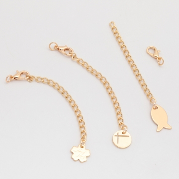 チャーム付きアジャスター サカナ・ラウンド・フラワー ブレスレット/ネックレス延長チェーン カニカン付き 全6種（2ヶ）