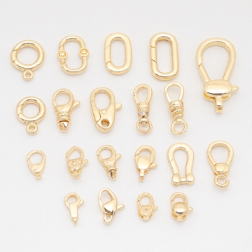 デザインカニカン カラビナ カン付き 光沢感 エンドパーツ 基礎金具 留め具 約6×11mm（2ヶ）