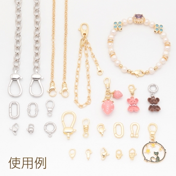 デザインカニカン カラビナ カン付き サークル 光沢感 エンドパーツ 基礎金具 留め具 約12×15mm（2ヶ）