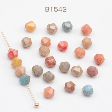 チェコ調ガラスビーズ 多角形 チェコガラス風 アンティーク風 カラーランダム 約4mm（20ヶ）
