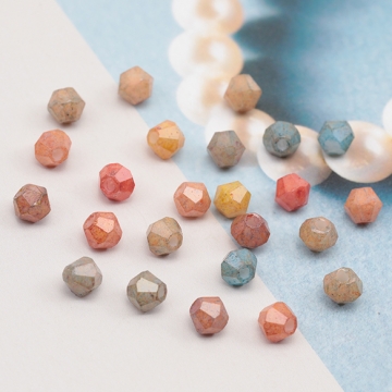 チェコ調ガラスビーズ 多角形 チェコガラス風 アンティーク風 カラーランダム 約4mm（20ヶ）