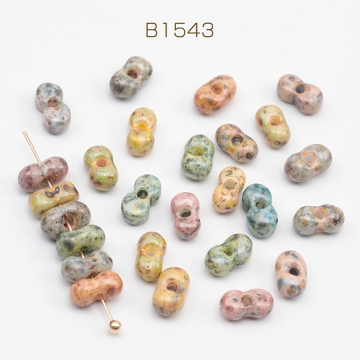 チェコ調ガラスビーズ ピーナッツ型 チェコガラス風 アンティーク風 カラーランダム 約4.5×8mm（20ヶ）