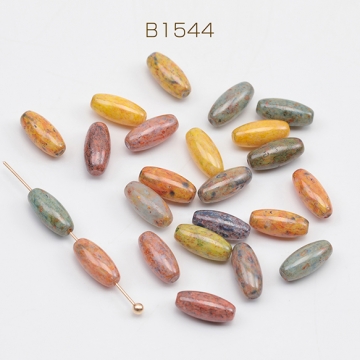 チェコ調ガラスビーズ ロングオーバル チェコガラス風 アンティーク風 カラーランダム 約4×10mm（20ヶ）