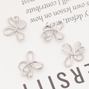 メタルパーツ 結び目デザイン コネクターパーツ 接続金具 カンなし メタルチャーム 約14×16mm（6ヶ）