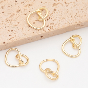 メタルパーツ 結び目デザイン ハート風 コネクターパーツ 接続金具 カンなし メタルチャーム 約13×16mm（6ヶ）